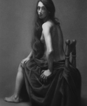 Damir May Portrait of a dancer nude charcoal drawing